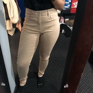 High Waisted High Rise Khaki Pants